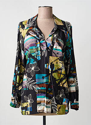 Blouse tissage popeline manches longues noir HALOGENE femme