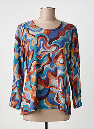 Pull tissage chiné manches longues bleu NIKI MODE femme