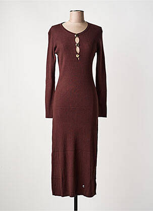 Robe longue manches longues manches longues marron AN' GE femme