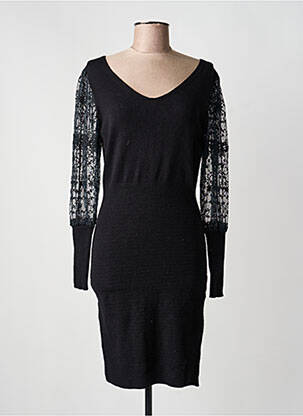Robe mi-longue manches longues manches longues noir EXQUISS'S femme
