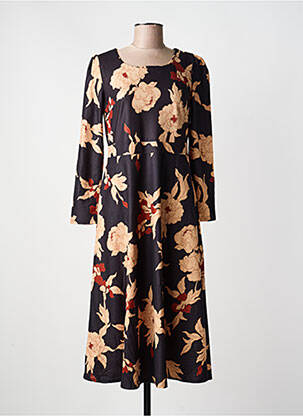 Robe mi-longue imprimé fleurs manches longues noir SWEET MISS femme