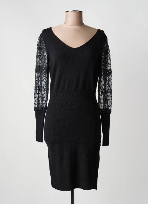 Robe mi-longue manches longues manches longues noir EXQUISS'S femme