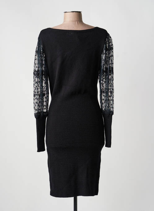 Robe mi-longue manches longues manches longues noir EXQUISS'S femme