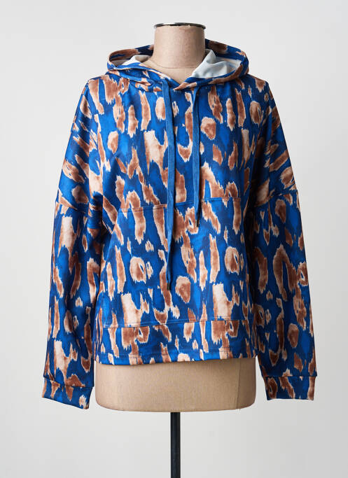 Sweat-shirt à capuche stretch manches longues bleu EGO femme