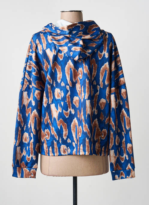 Sweat-shirt à capuche stretch manches longues bleu EGO femme