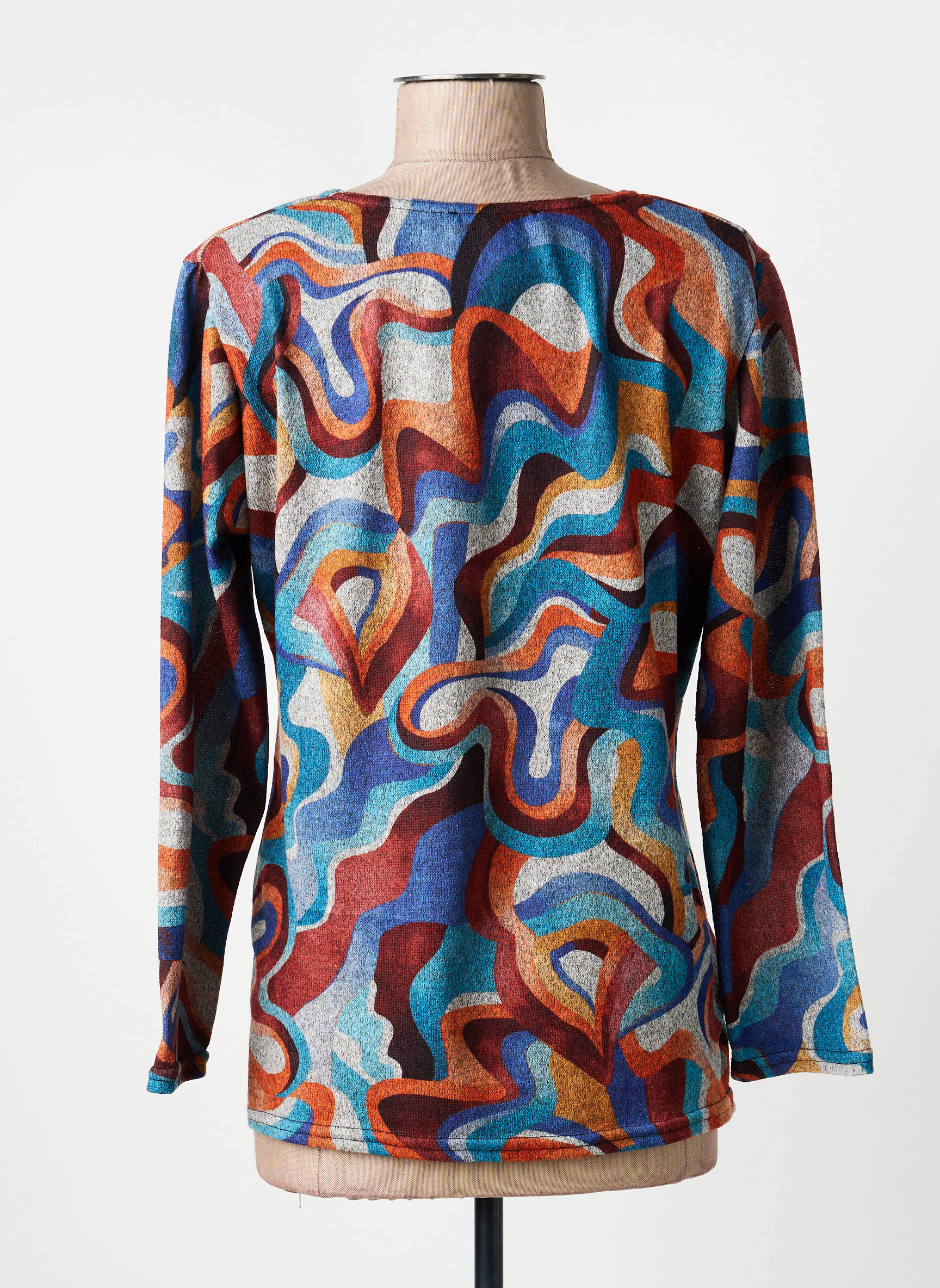 Pull tissage chiné manches longues bleu NIKI MODE femme