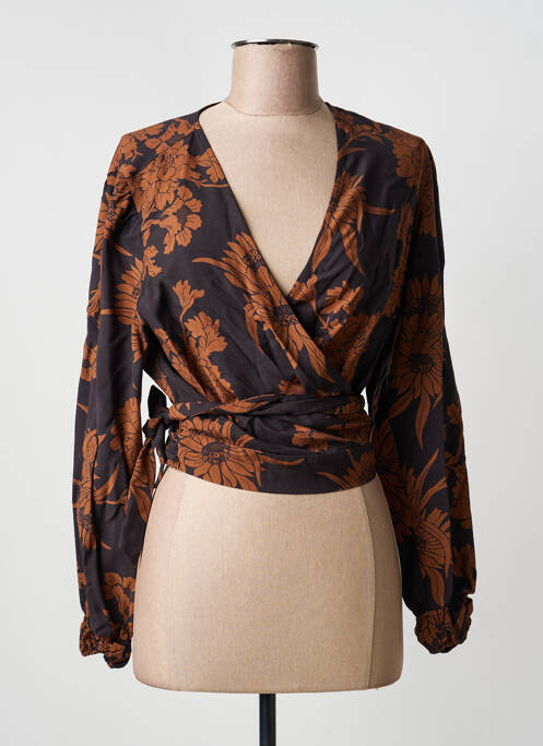 Blouse tissage popeline manches longues noir AN' GE femme