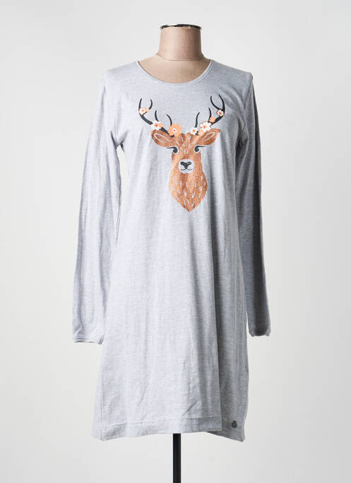 Chemise de nuit sérigraphie gris REBELLE BY PASTUNETTE femme