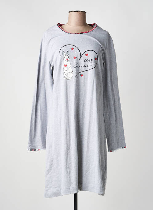 Chemise de nuit sérigraphie gris REBELLE BY PASTUNETTE femme