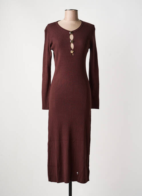 Robe longue manches longues manches longues marron AN' GE femme