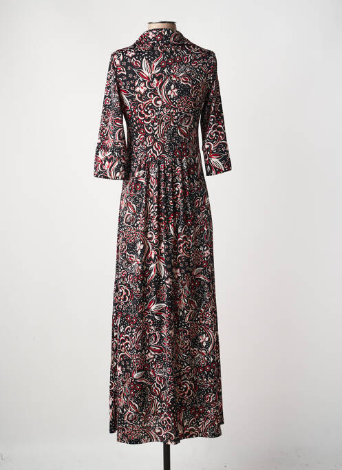 Robe longue imprimé fleurs manches 3/4 noir JOY'S PARIS femme