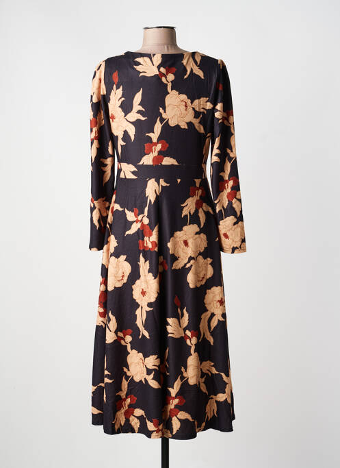 Robe mi-longue imprimé fleurs manches longues noir SWEET MISS femme