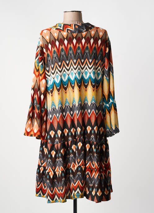 Robe mi-longue coupe évasée manches 3/4 orange JOY'S PARIS femme