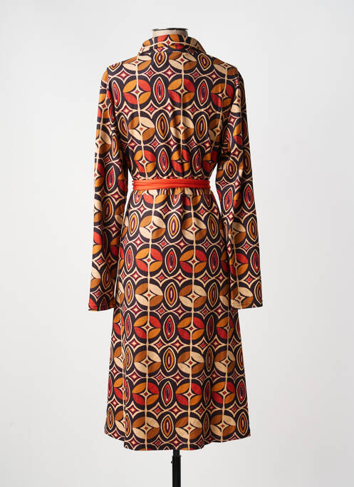 Robe mi-longue imprimé fantaisie manches longues orange SWEET MISS femme