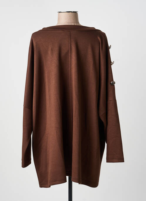 Sweat-shirt stretch manches longues marron 2W PARIS femme