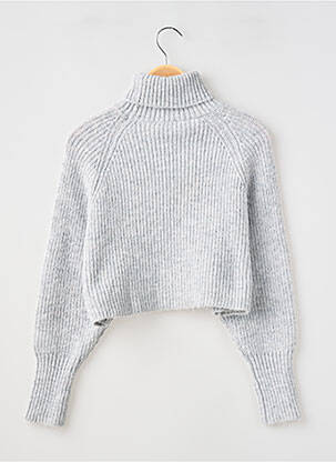 Pull col roulé tissage chiné manches longues gris LE TEMPS DES CERISES fille