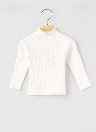 Pull tissage côtelé manches longues blanc MAYORAL fille