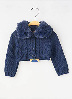 Gilet manches longues maille torsadée bleu BOBOLI fille