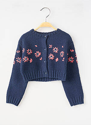 Gilet manches longues maille tricot bleu BOBOLI fille