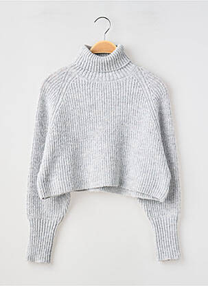 Pull col roulé tissage chiné manches longues gris LE TEMPS DES CERISES fille