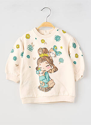 Robe mi-longue fermeture pressionnée manches longues beige MAYORAL fille