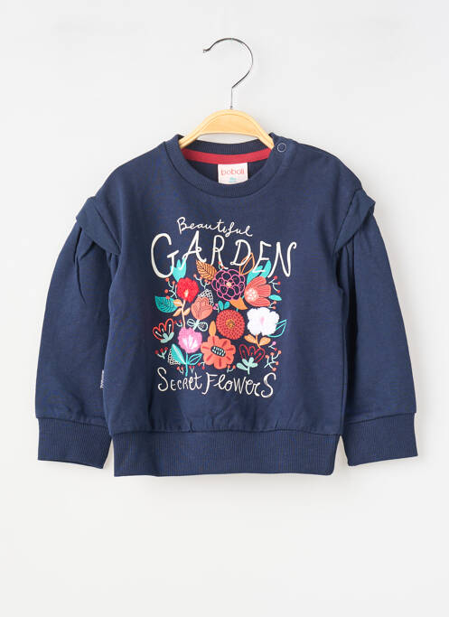 Sweat-shirt tissage jersey manches longues bleu BOBOLI fille