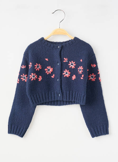 Gilet manches longues maille tricot bleu BOBOLI fille