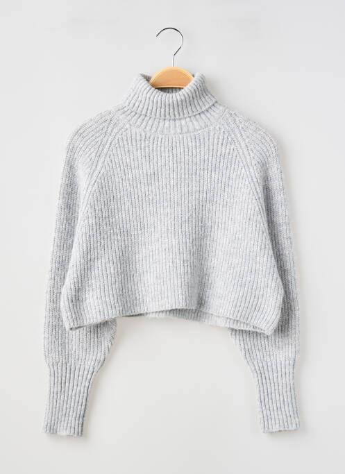 Pull col roulé tissage chiné manches longues gris LE TEMPS DES CERISES fille