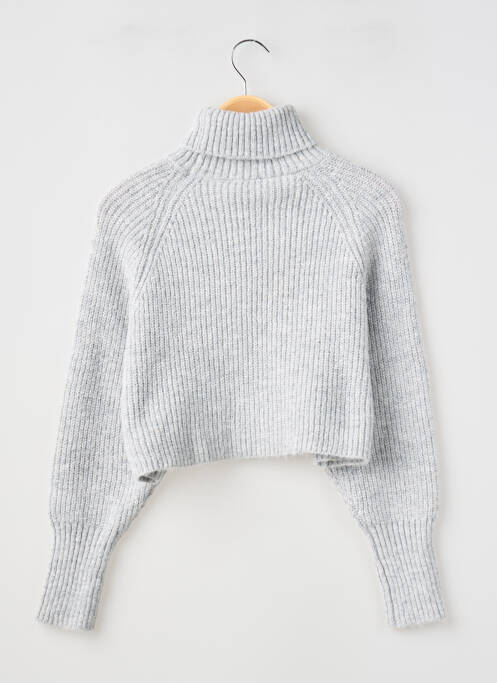 Pull col roulé tissage chiné manches longues gris LE TEMPS DES CERISES fille