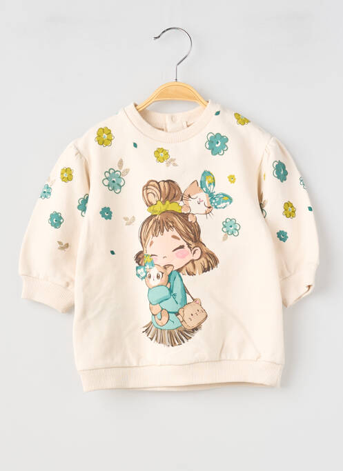 Robe mi-longue fermeture pressionnée manches longues beige MAYORAL fille