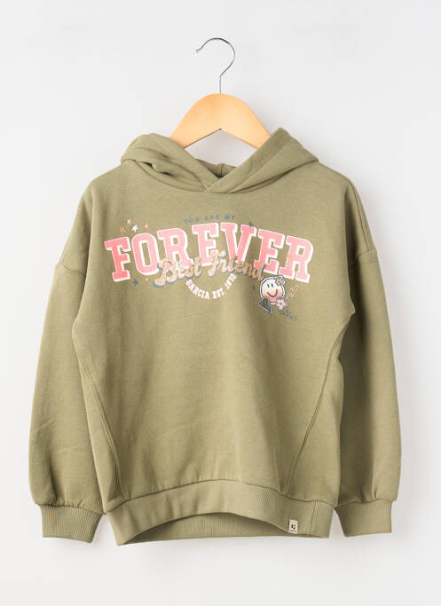 Sweat-shirt à capuche stretch manches longues vert GARCIA fille