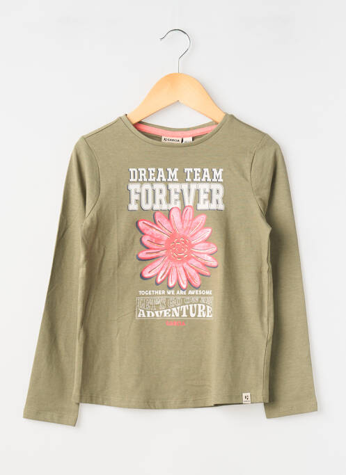 T-shirt coupe cintrée manches longues vert GARCIA fille