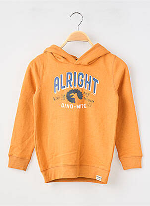 Sweat-shirt à capuche col rond manches longues orange GARCOA garçon