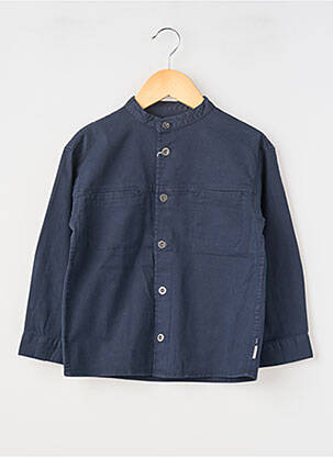 Chemise manches longues tissage popeline bleu MAYORAL garçon