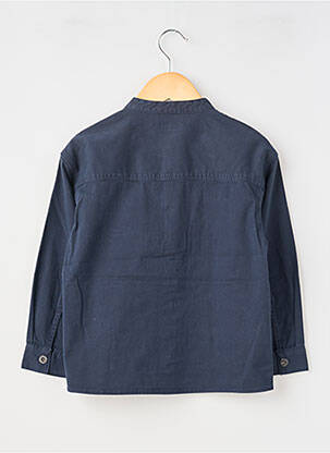 Chemise manches longues tissage popeline bleu MAYORAL garçon