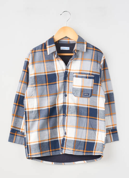 Chemise manches longues imprimé écossais bleu MAYORAL garcon