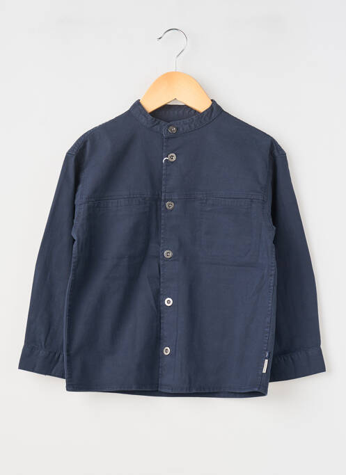 Chemise manches longues tissage popeline bleu MAYORAL garcon