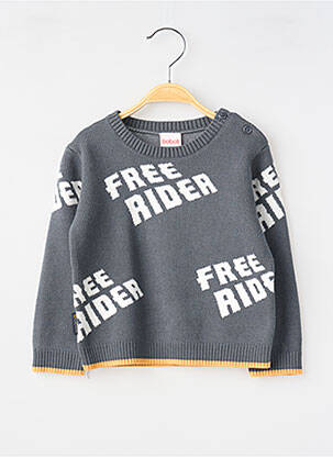 Pull coupe droite manches longues gris BOBOLI garçon