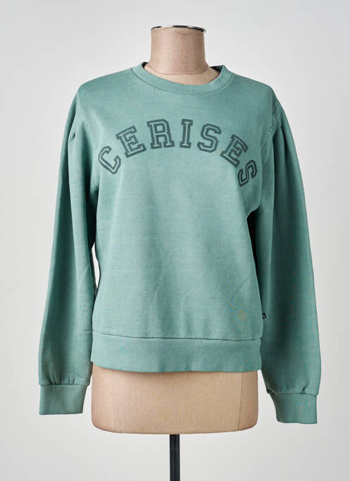 Sweat-shirt stretch manches longues vert LE TEMPS DES CERISES femme