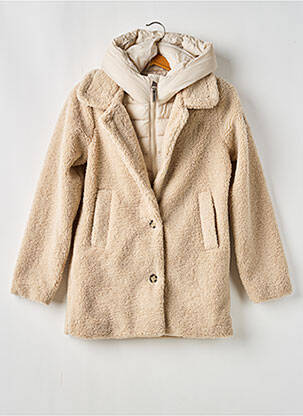 Manteau long coupe droite a capuche beige GARCIA fille
