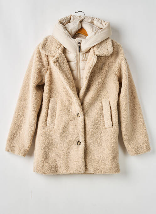 Manteau long coupe droite a capuche beige GARCIA fille