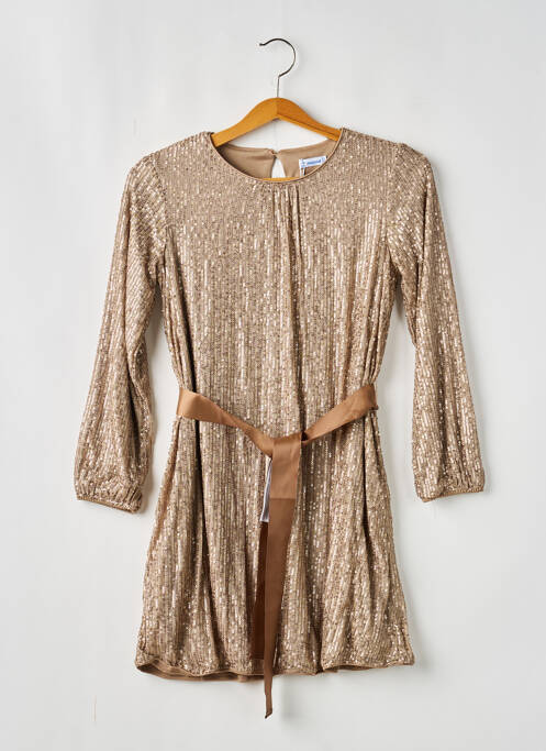 Robe mi-longue col rond manches longues or MAYORAL fille