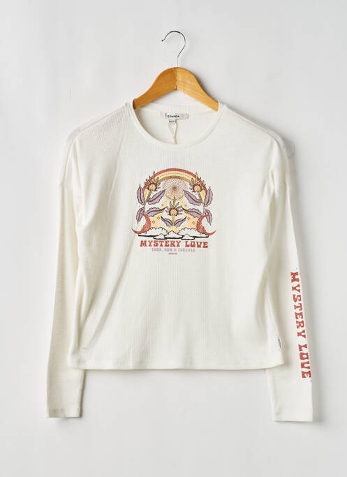Top coupe droite manches longues blanc GARCIA fille