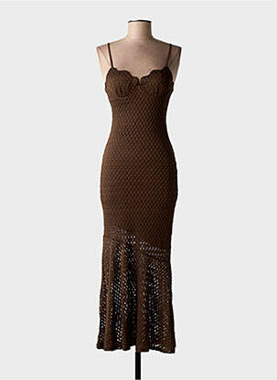 Robe longue coupe cintrée fines bretelles marron GIORGIA femme