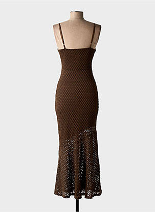 Robe longue coupe cintrée fines bretelles marron GIORGIA femme