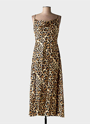 Robe longue coupe cintrée fines bretelles beige GOLDEN LIVE femme