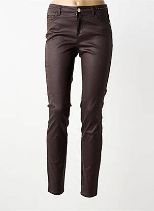 Pantalon slim stretch taille normale marron MORGAN femme