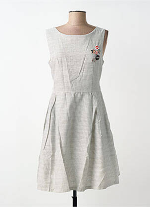 Robe mi-longue tissage crêpe sans manche blanc LULU.H femme