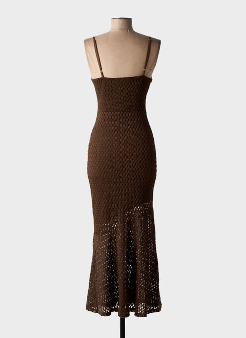 Robe longue manches bretelles ajustables fines bretelles marron GIORGIA femme