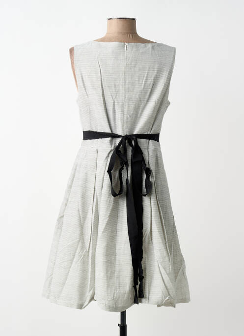 Robe mi-longue tissage crêpe sans manche blanc LULU.H femme